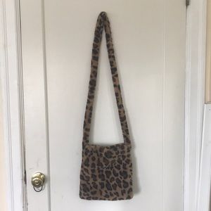 leopard fur crossbody bag